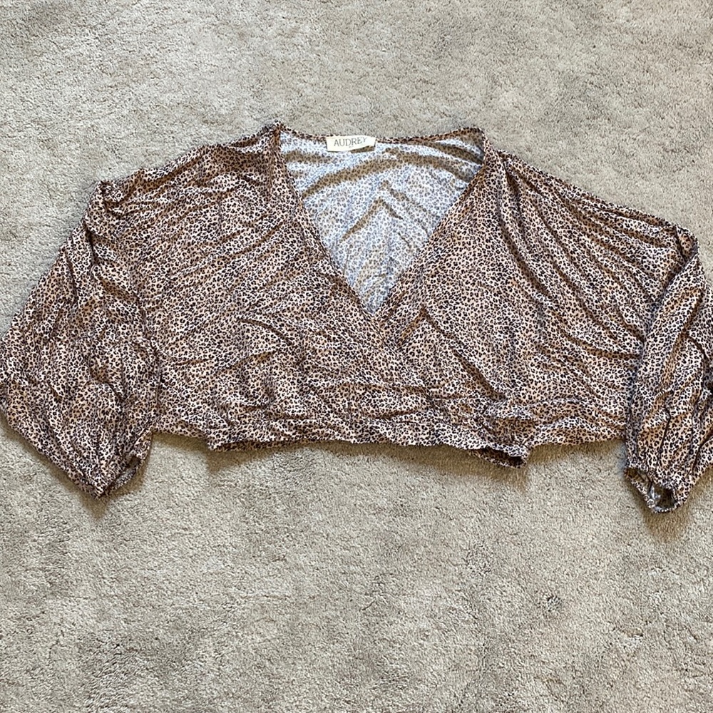 Leopard Print Wrap Crop Top